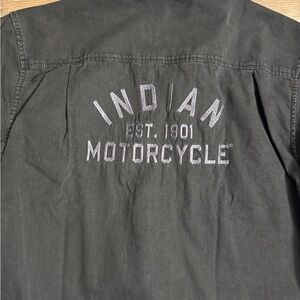 Indian Motorcycle Men's Black Casual Button Down Shirt